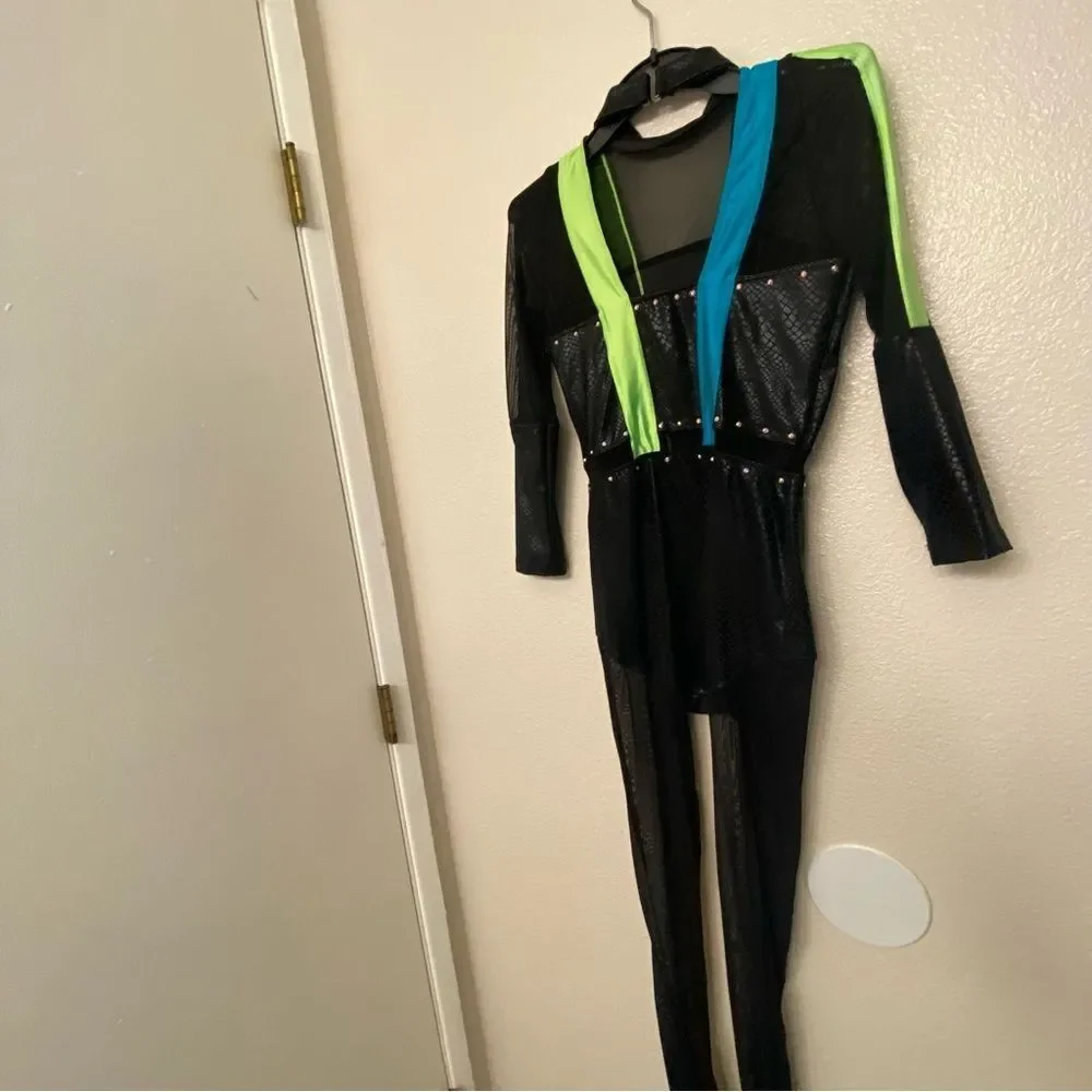 Revolution Dance black neon unitard costume ELECTRIC TOUCH RC22775 SA adult